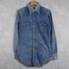 画像1: 50's LEVI'S ショートホーン デニムウエスタンシャツ (1)