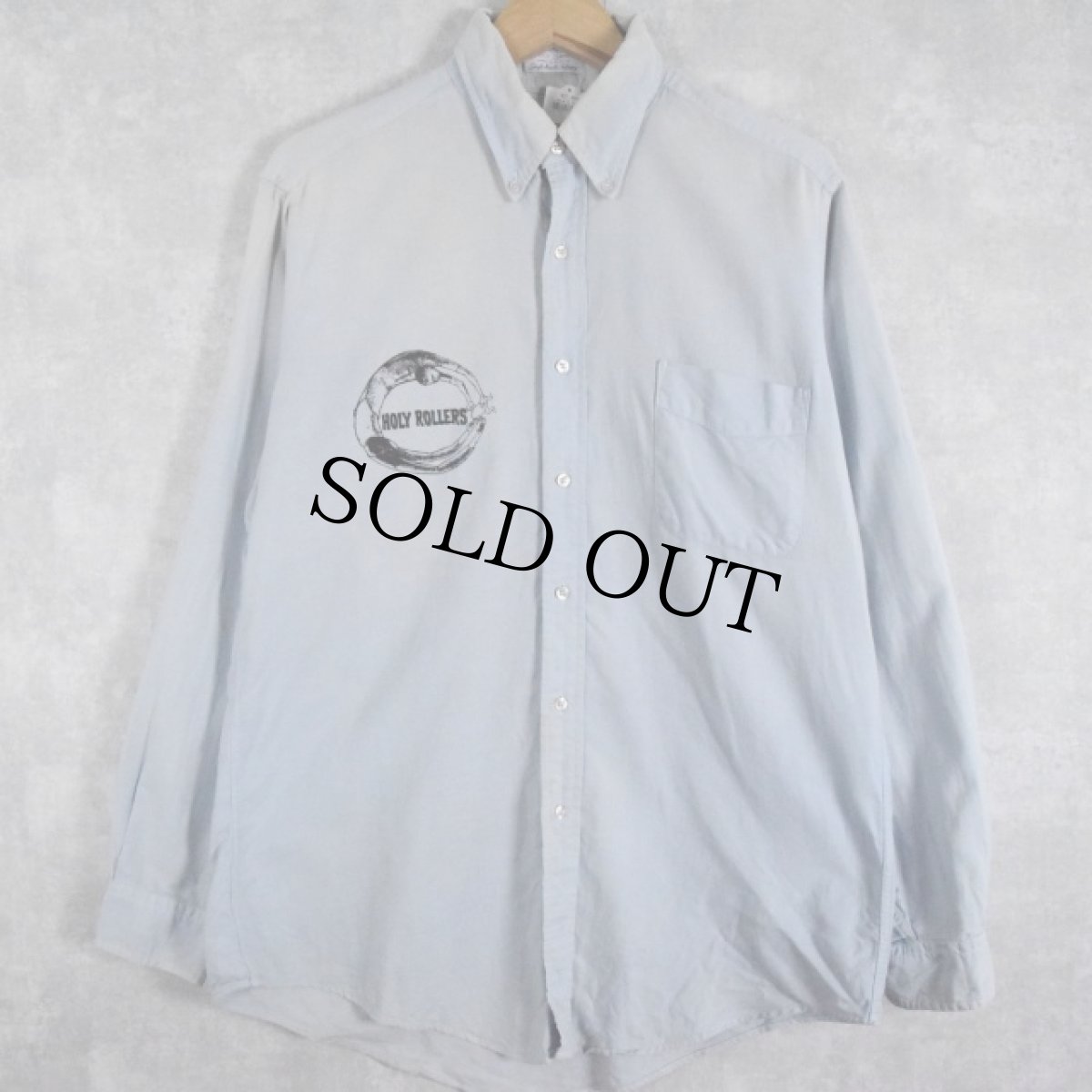 画像2: 90's USA製 DISCHORD RECORDS "HOLLY ROLLERS" インディーレコードレーベル プリントシャンブレーシャツ 16-34 (2)