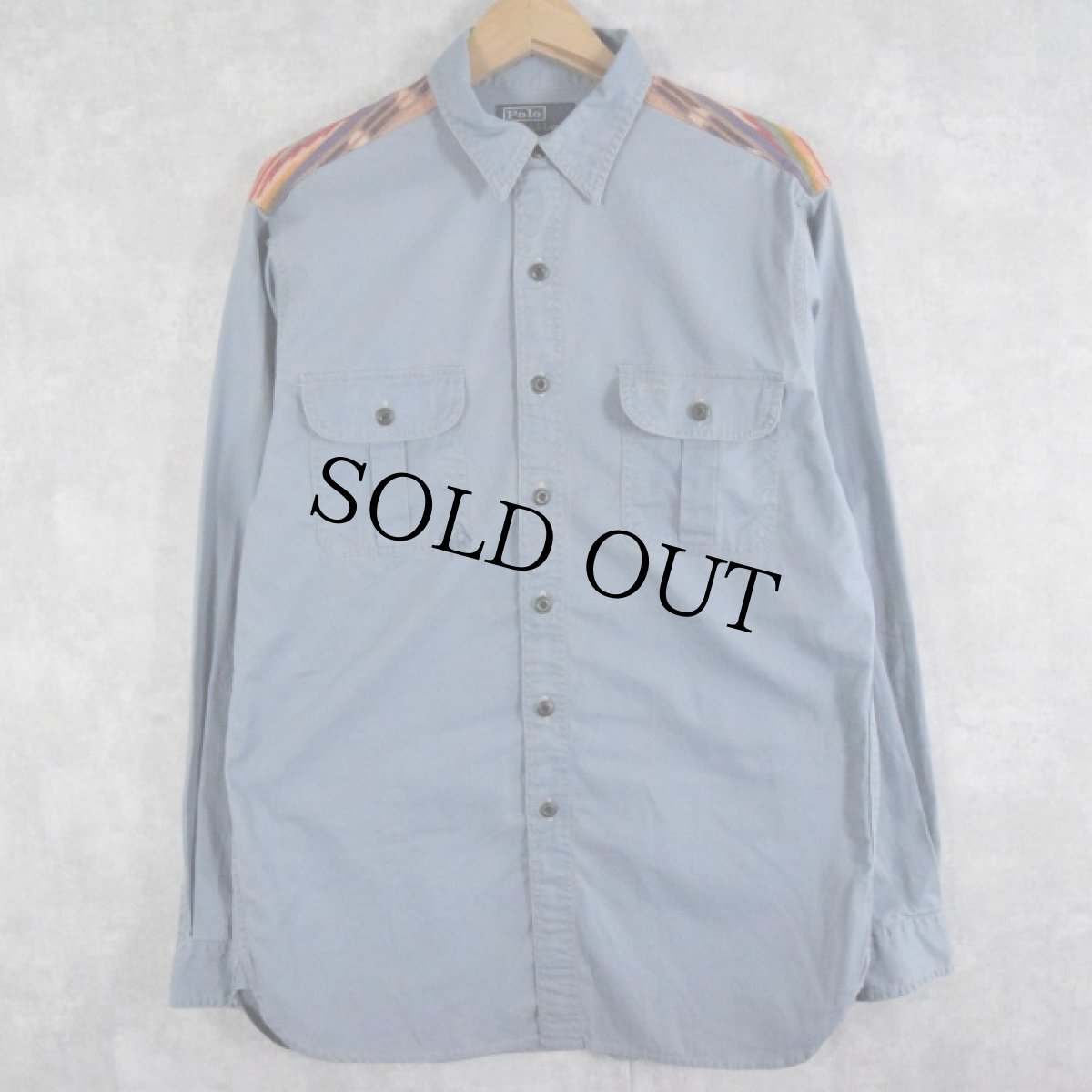 画像1: 【SALE】POLO Ralph Lauren  ネイティブ柄 ヨーク切り替えワークシャツ M (1)