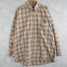 画像1: BURBERRY USA製 チェック柄 ボタンダウンコットンシャツ XL (1)
