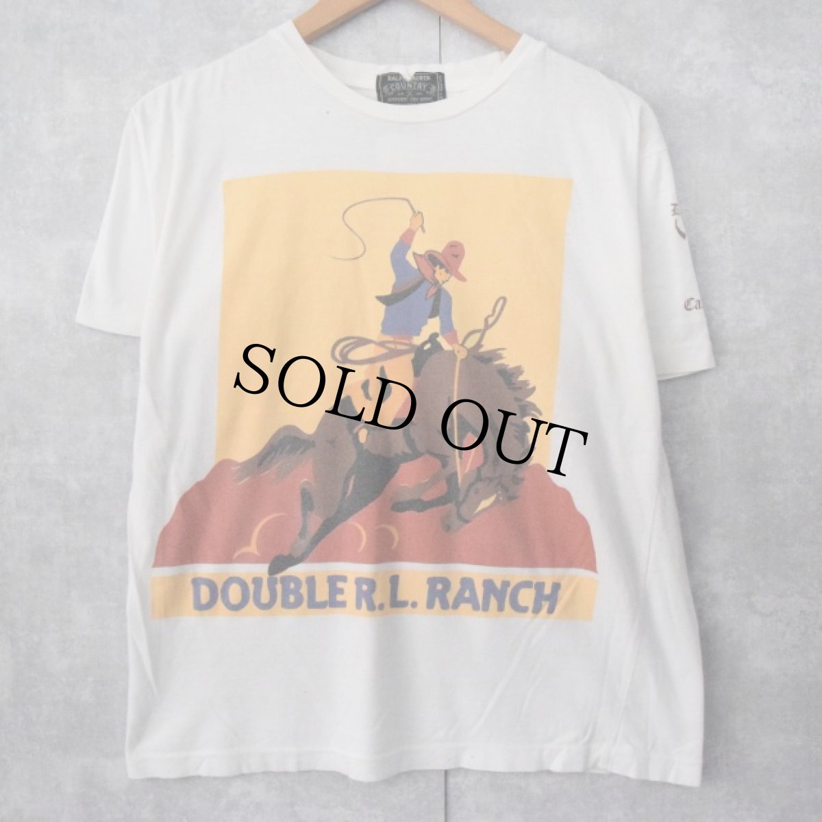 画像1: 90's Ralph Lauren POLO COUNTRY "DOUBLE R.L.RANCH" カウボーイプリントTシャツ L (1)