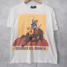 画像1: 90's Ralph Lauren POLO COUNTRY "DOUBLE R.L.RANCH" カウボーイプリントTシャツ L (1)