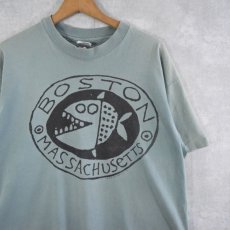 画像1: 90's BIG HED USA製 "BOSTON MASSACHUSETTS" アートプリントTシャツ L (1)