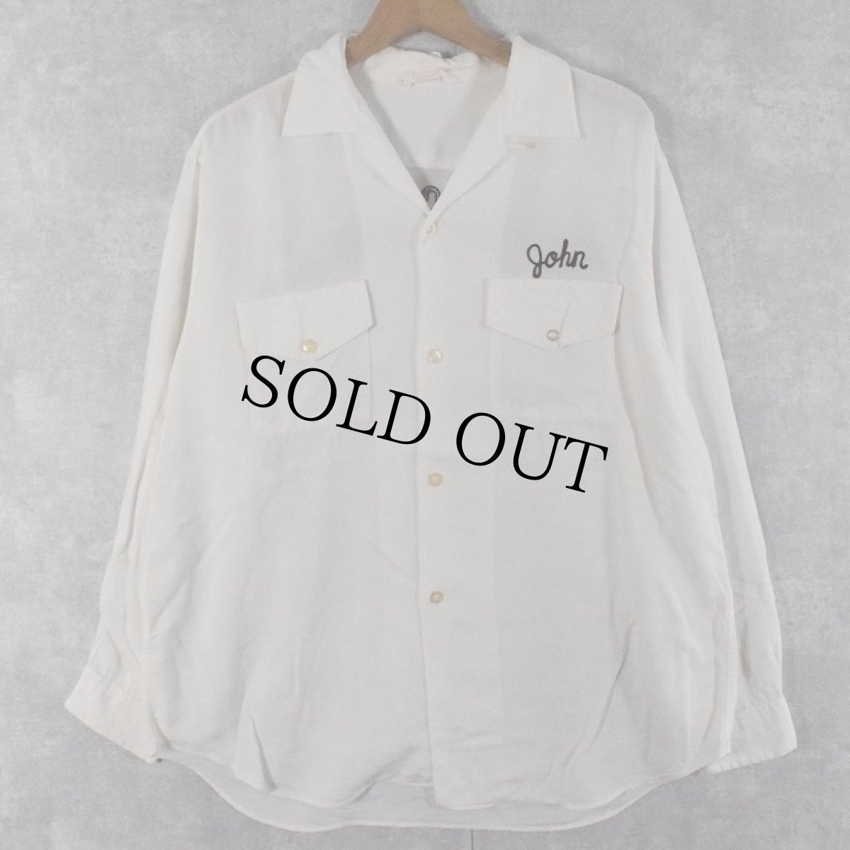 画像2: 60's NAT NAST チェーンステッチ WASHABLE コットンレーヨン 長袖ボーリングシャツ (2)