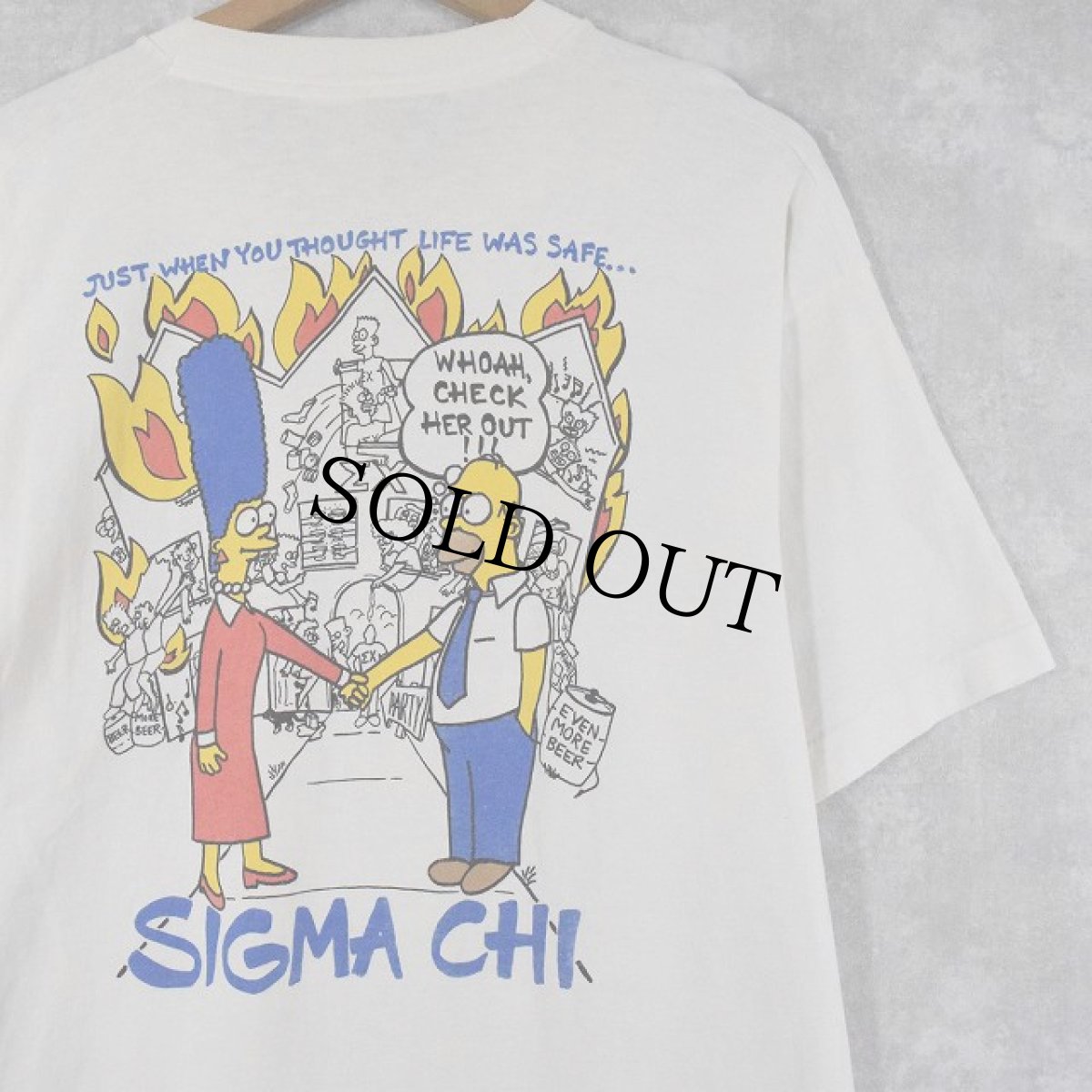 画像1: 90's THE SIMPSONS USA製 "SIGMA CHI" キャラクタープリントTシャツ XL (1)