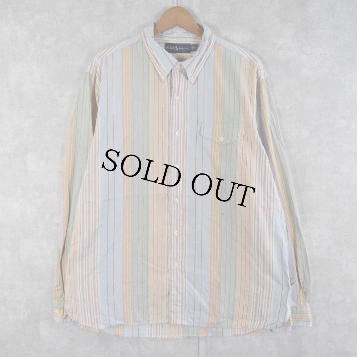 画像1: POLO Ralph Lauren ストライプ柄 クレイジーパターン ボタンダウンシャツ XL (1)