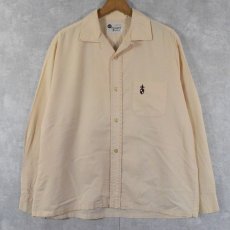 画像1: 60's PILGRIM コットン×ポリ オープンカラーシャツ L (1)