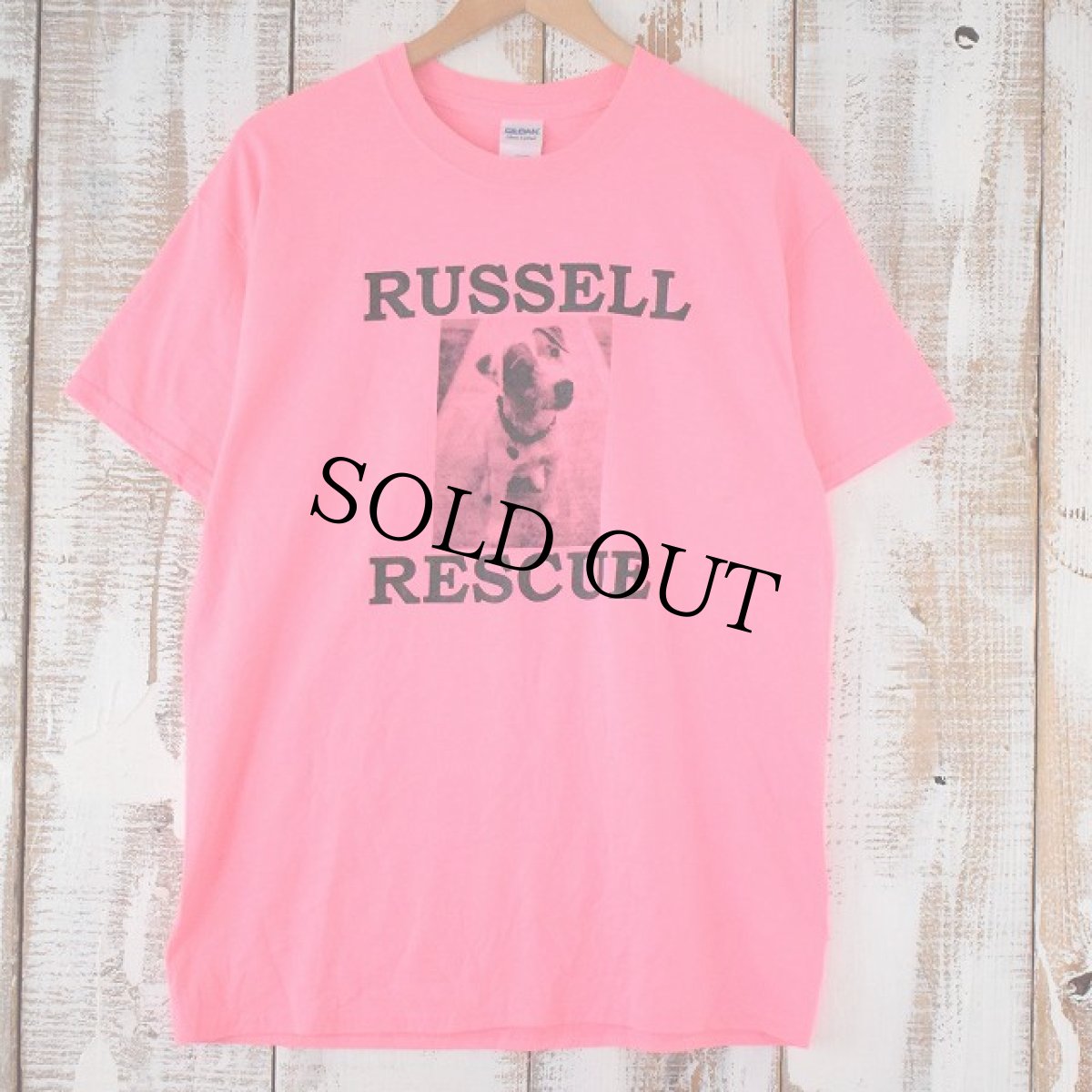画像1: ● 【SALE】 RUSSELL RESCUE 犬フォトプリントTシャツ L (1)