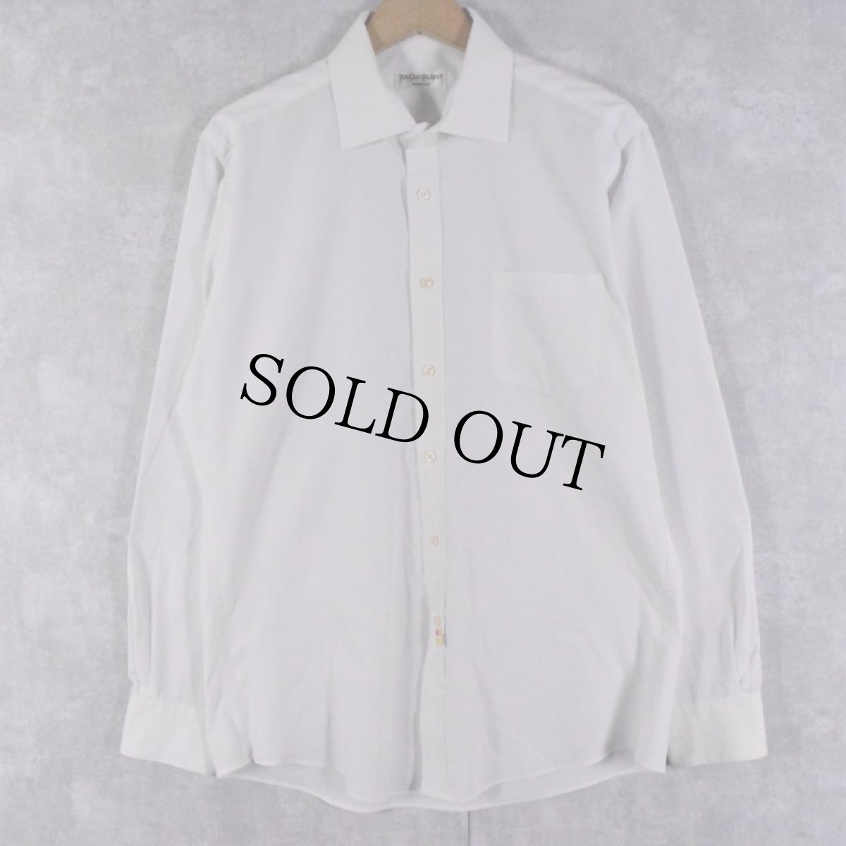 画像1: 80's Yves Saint-Lauren ロゴ刺繍 ドレスシャツ (1)