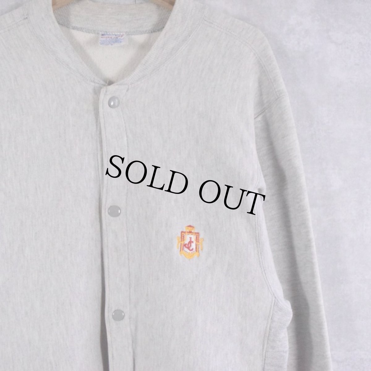 画像1: 90's Champion REVERSE WEAVE USA製 刺繍入り フルスナップスウェット XL (1)