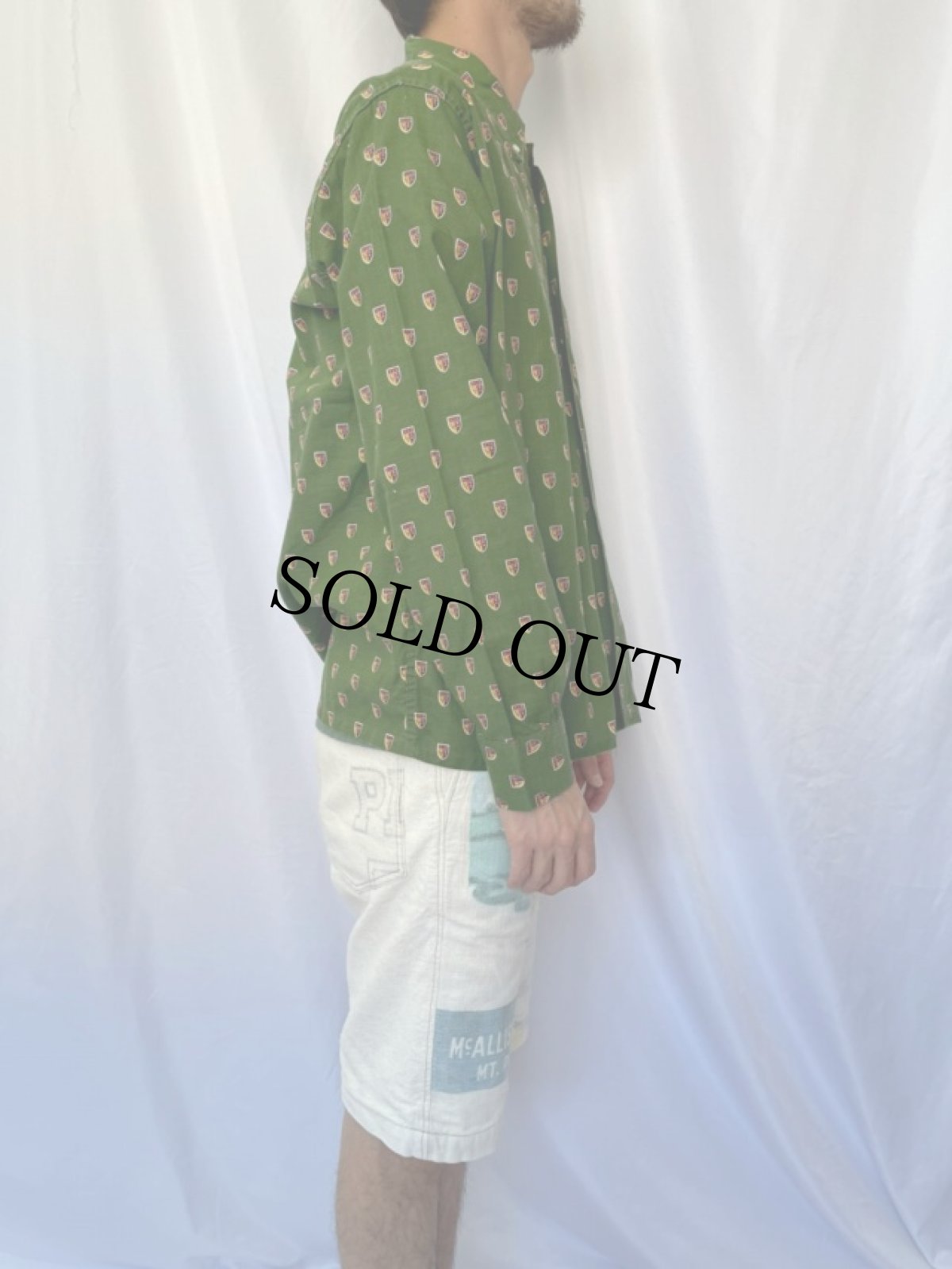 画像3: 60's Donlin USA製 エンブレム柄 ボタンダウンコットンシャツ L (3)