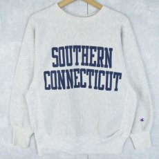 画像1: 90's Champion REVERSE WEAVE "SOUTH CONNETICUT" プリントスウェット M (1)