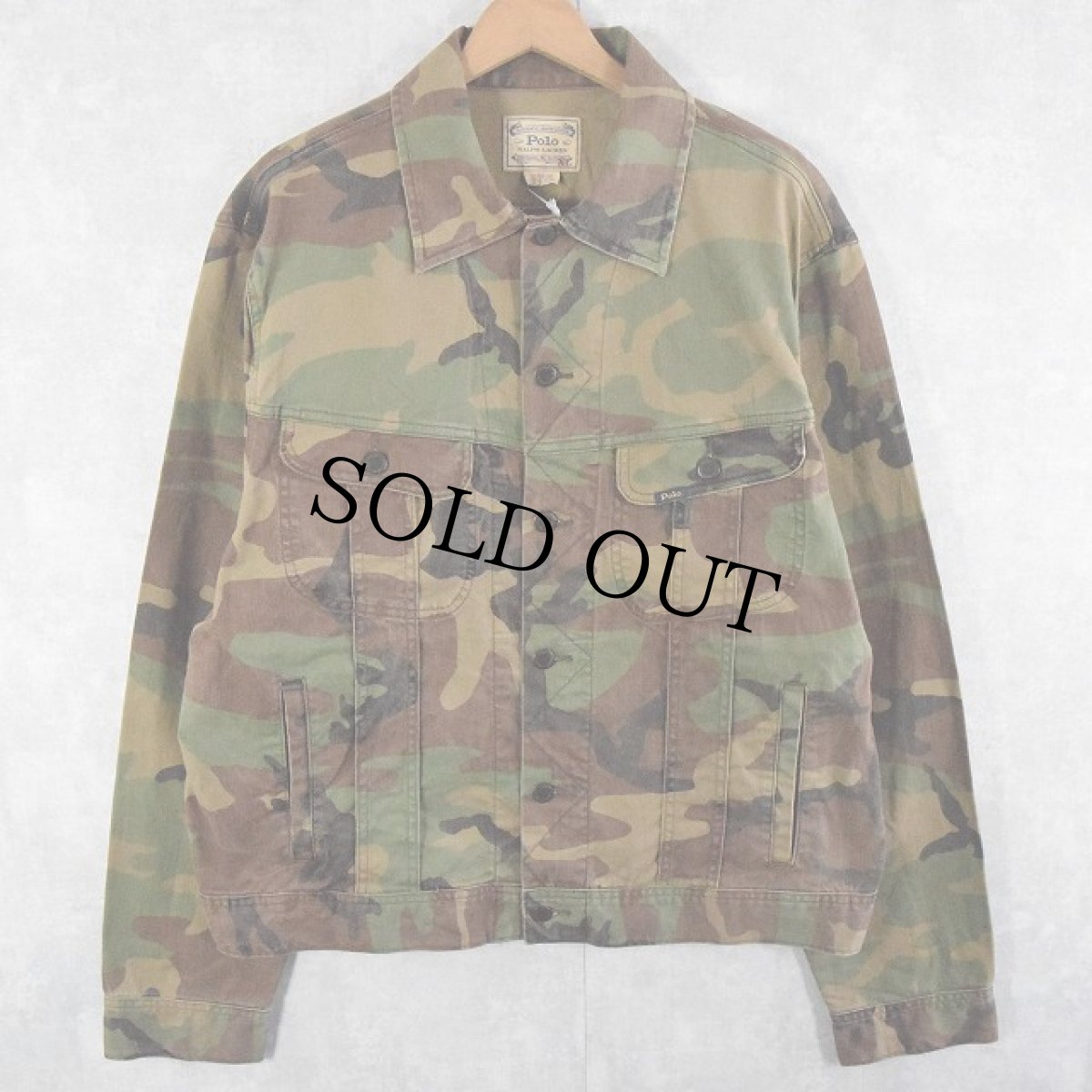 画像1: POLO Ralph Lauren カモ柄 コットンジャケット XL (1)