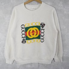 画像1: 90's USA製 ブート GUCCI ロゴプリントスウェット (1)