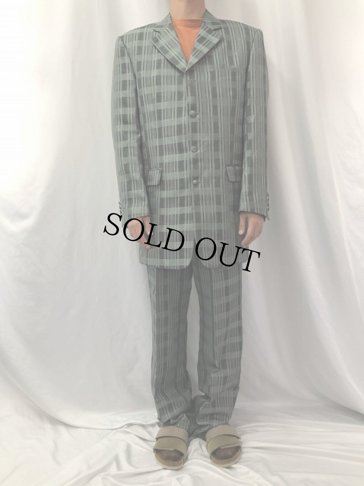 画像2: BALUCCI チェック柄 ポリエステルズートスーツ SETUP 38 (2)