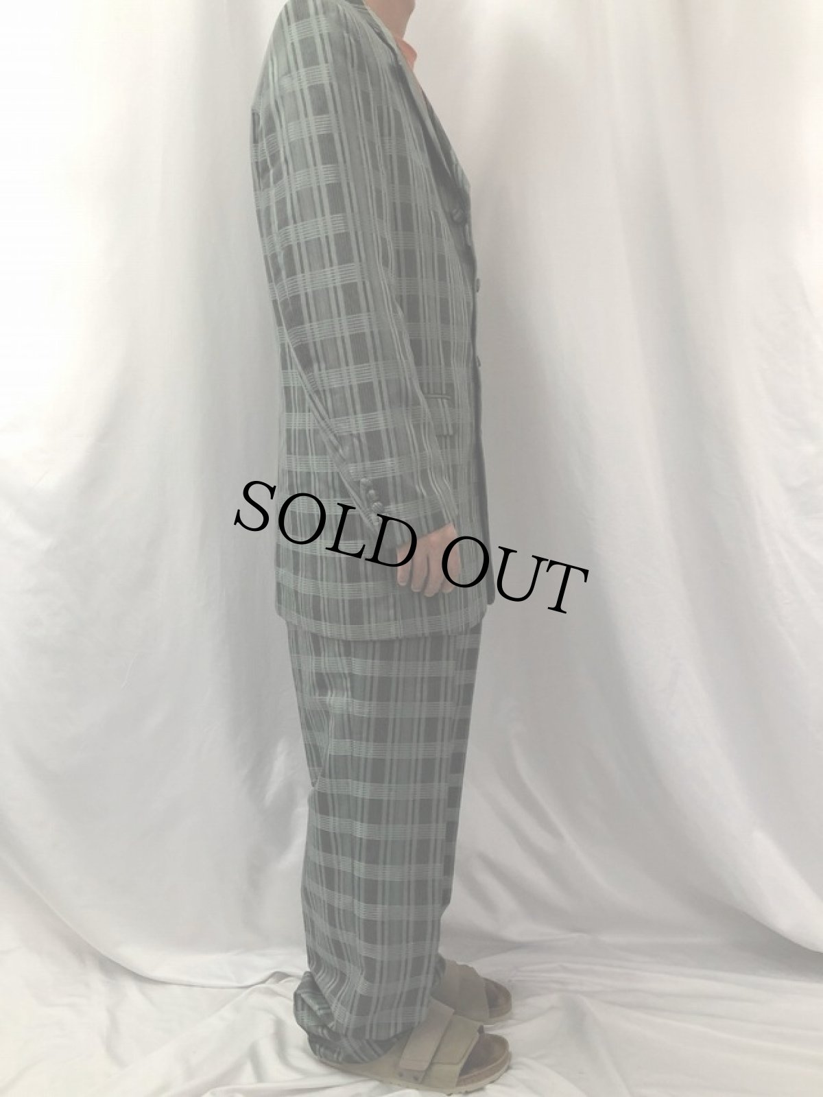 画像3: BALUCCI チェック柄 ポリエステルズートスーツ SETUP 38 (3)