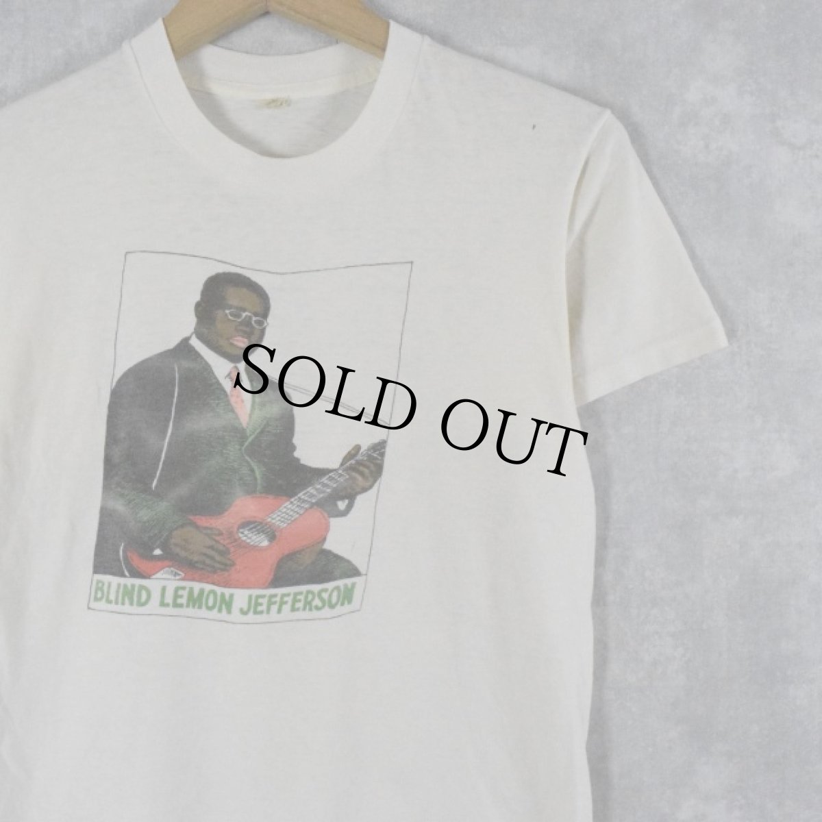 画像1: 80's Bilnd Lemon Jefferson ブルースシンガーTシャツ M (1)