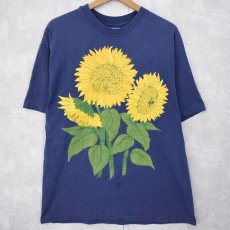 画像1: 90's USA製 フラワーアートプリントTシャツ L (1)