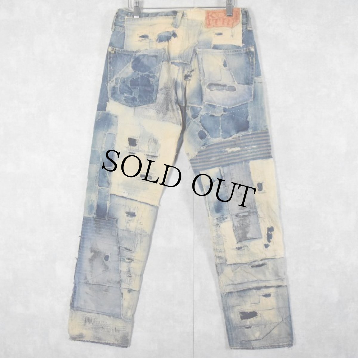 画像2: KAPITAL KOUNTRY 刺し子×パッチワーク デニムパンツ W30 (2)