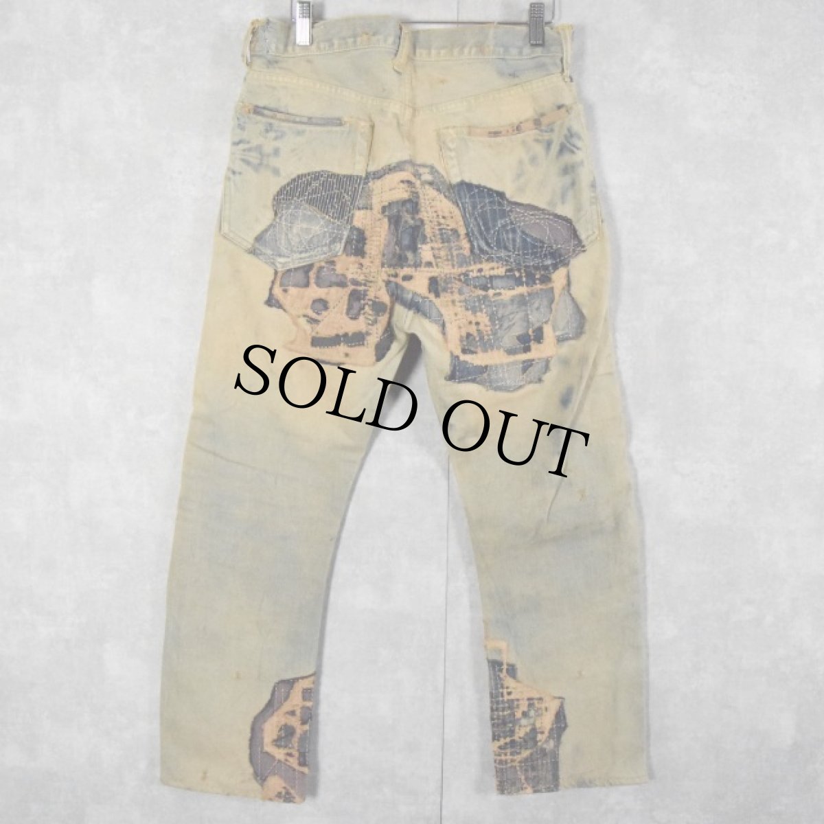 画像2: KAPITAL 刺し子 ボロ加工デニムパンツ W31 (2)