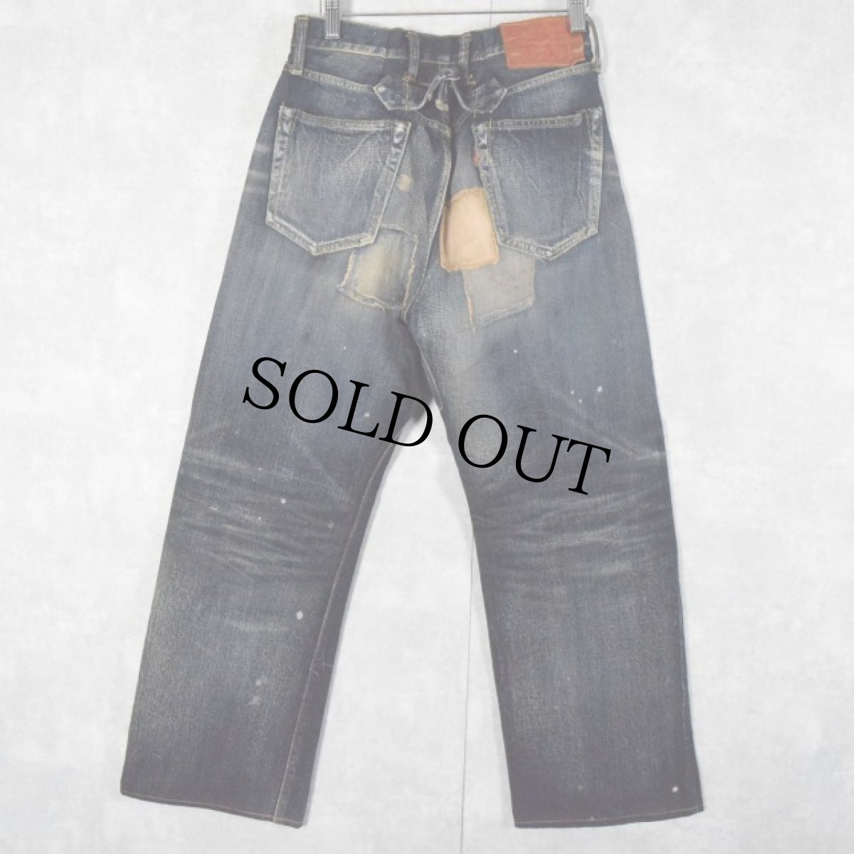 画像2: KAPITAL LEGS バックルバック パッチワークデニムパンツ W29 (2)