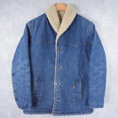 画像1: 80's Levi's USA製 ショールカラー デニムボアジャケット M (1)