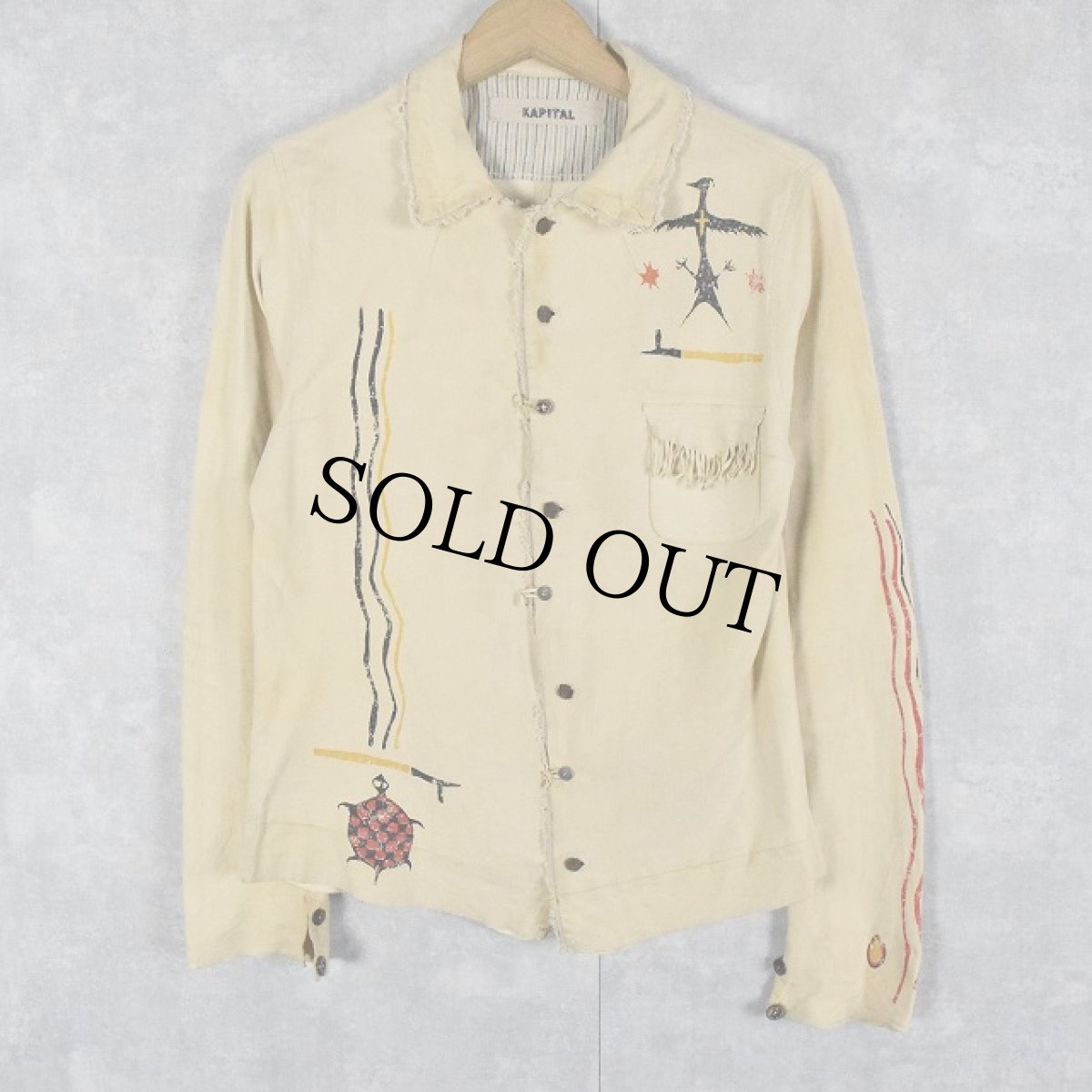 画像2: KAPITAL ネイティブイラスト ヌバックシャツ S (2)