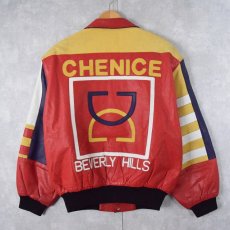 画像1: 90's CHENICE BEVERLY HILLS ロゴデザイン レザージャケット M (1)