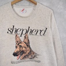画像1: 90's JERZEES USA製 "shpherd" 犬プリント スウェット XL (1)
