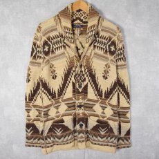画像1: RALPH LAUREN ネイティブ柄 ショールカラー コットンニットカーディガン (1)