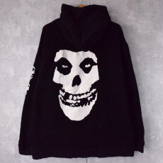 画像1: THE MISFITS 袖プリント ハードコアパンクバンド スウェットフーディ XL (1)