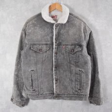 画像1: 80's Levi's USA製 ケミカルウォッシュデニム ボアジャケット L (1)