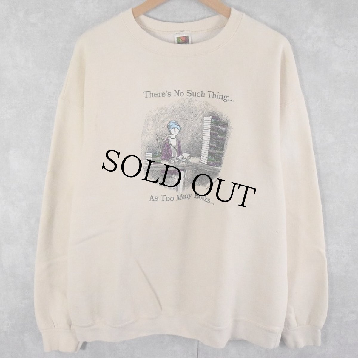 画像2: 90's〜 Edward Gorey "There's No Such Thing As Too Many Books…" メッセージプリントスウェット XXL (2)