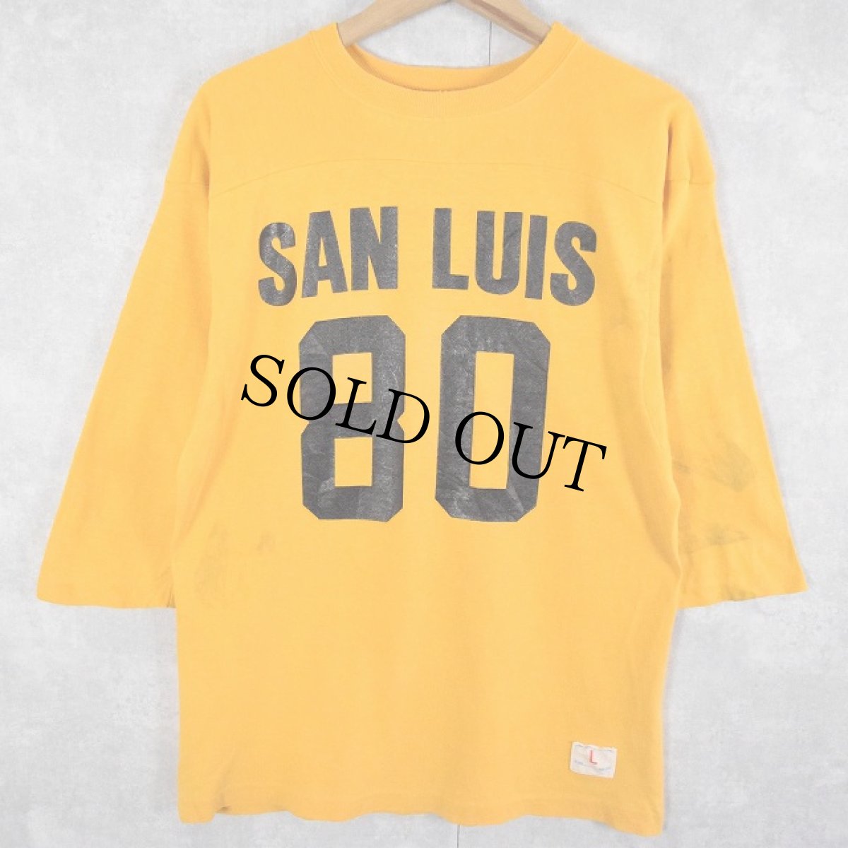 画像1: 70's Champion USA製 バータグ "SAM LUIS 80" フットボールTシャツ L (1)