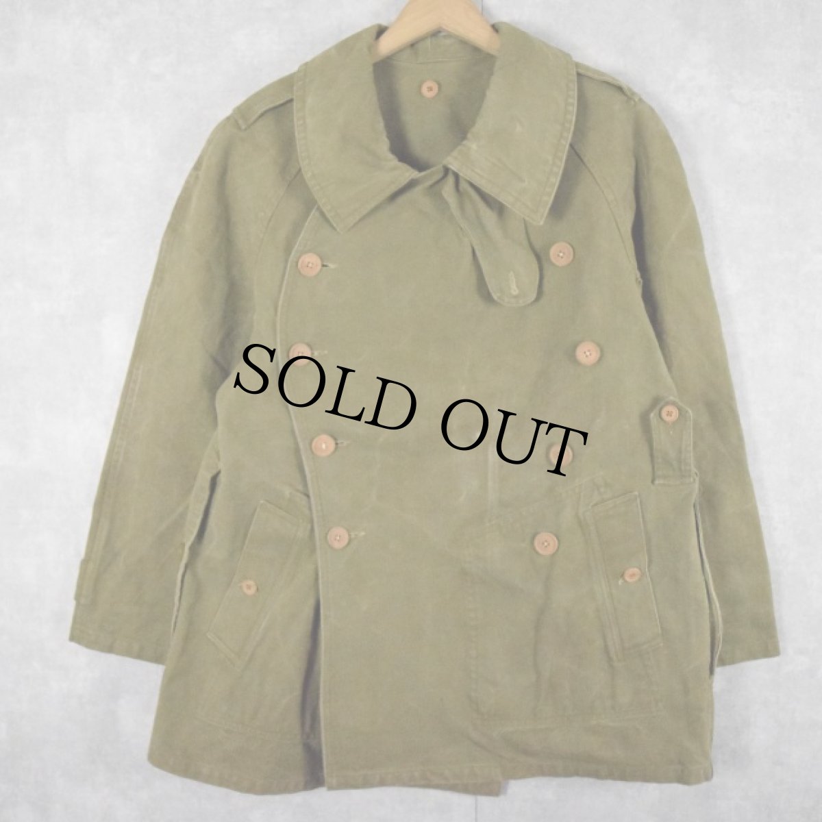 画像2: 30's フランス軍 M-38 木製ボタン ダブルブレスト モーターサイクルコート (2)