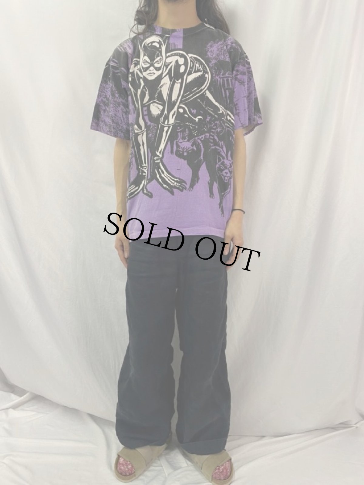 画像2: 90's BATMAN "CATWOMAN" キャラクター 大判プリントTシャツ XL (2)