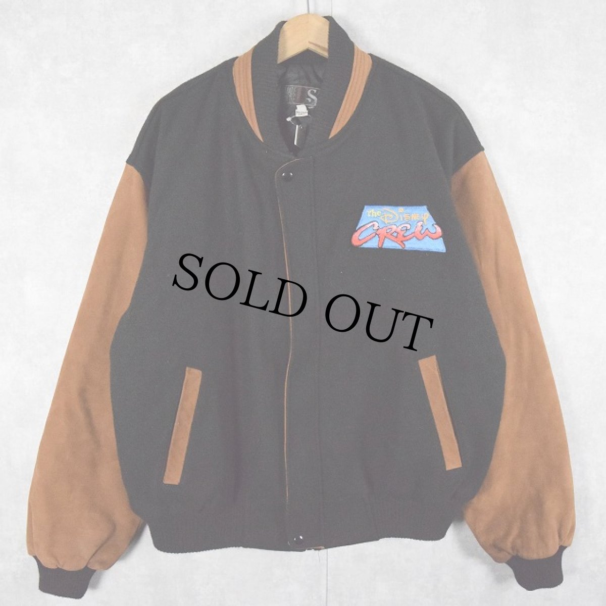 画像2: The Disney CREW "Be Smart. Don't Start Say NO, Gotta Go" レザー切り替え ウールスタジャン L (2)