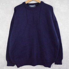 画像1: Guernsey Woollens アンカー柄 ガンジーニットセーター XL (1)