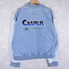 画像1: 90's CASPER CANADA製 2トーン ファンタジー映画 刺繍スタジャン L (1)