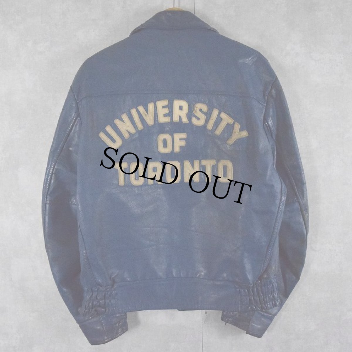 画像2: 70's "UNIVERSITY OF TORONTO" フェルトパッチ付き レザージャケット (2)