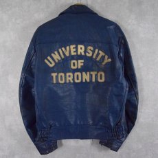 画像2: 70's "UNIVERSITY OF TORONTO" フェルトパッチ付き レザージャケット (2)