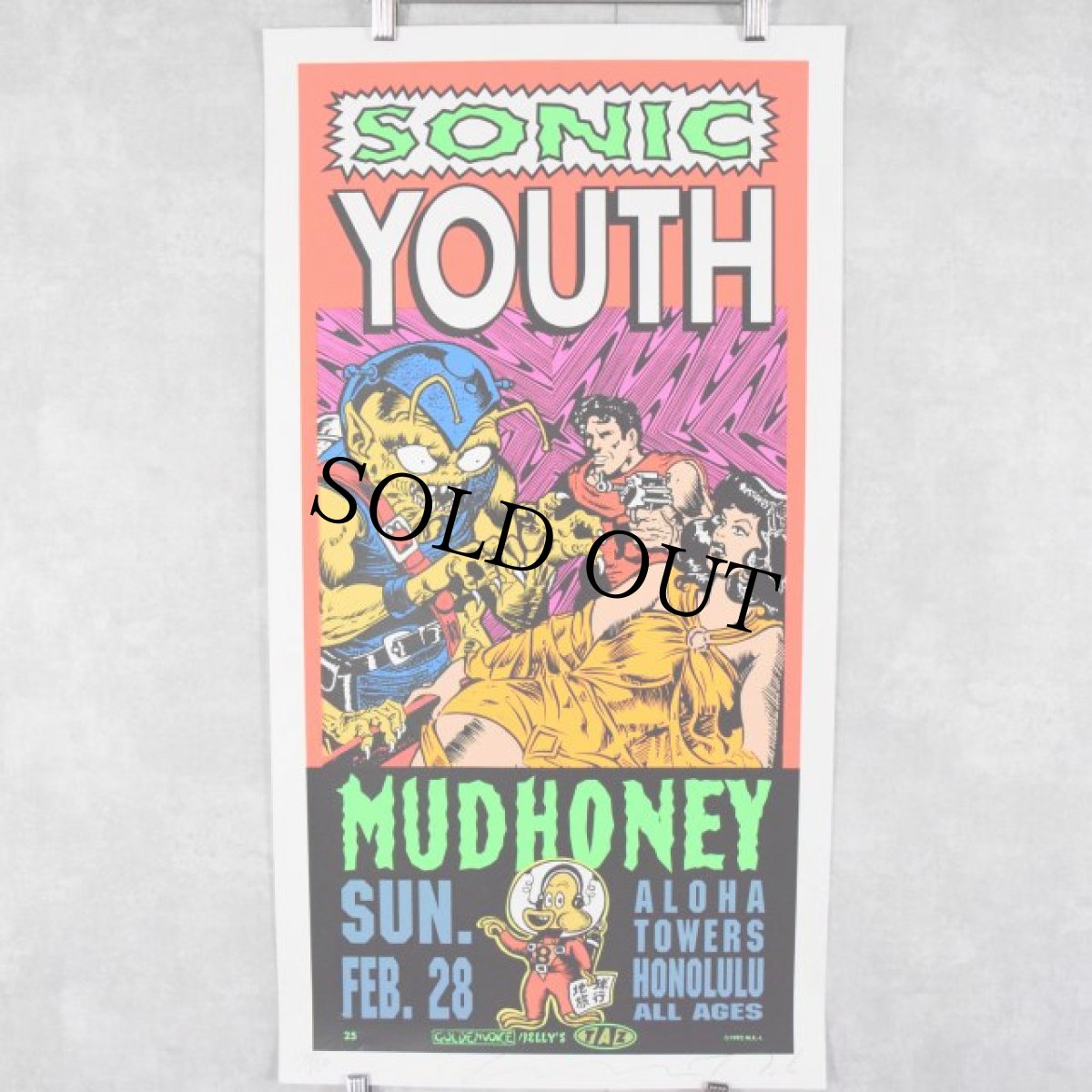 画像1: 1992 TAZ SONIC YOUTH "MUDHONEY" Tour poster サイン＆ナンバー入り (1)