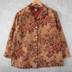画像1: SAG HARBOR 花柄 ジャガード織りジャケット 18W (1)