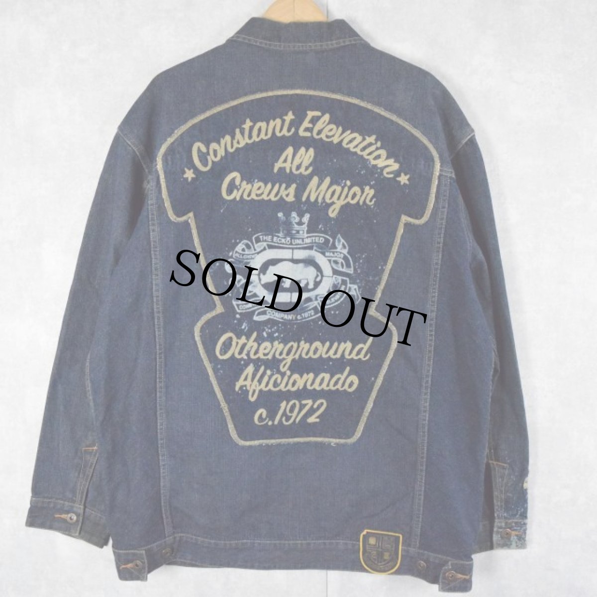 画像2: ecko 刺繍×ブリーチデザイン デニムジャケット XL (2)