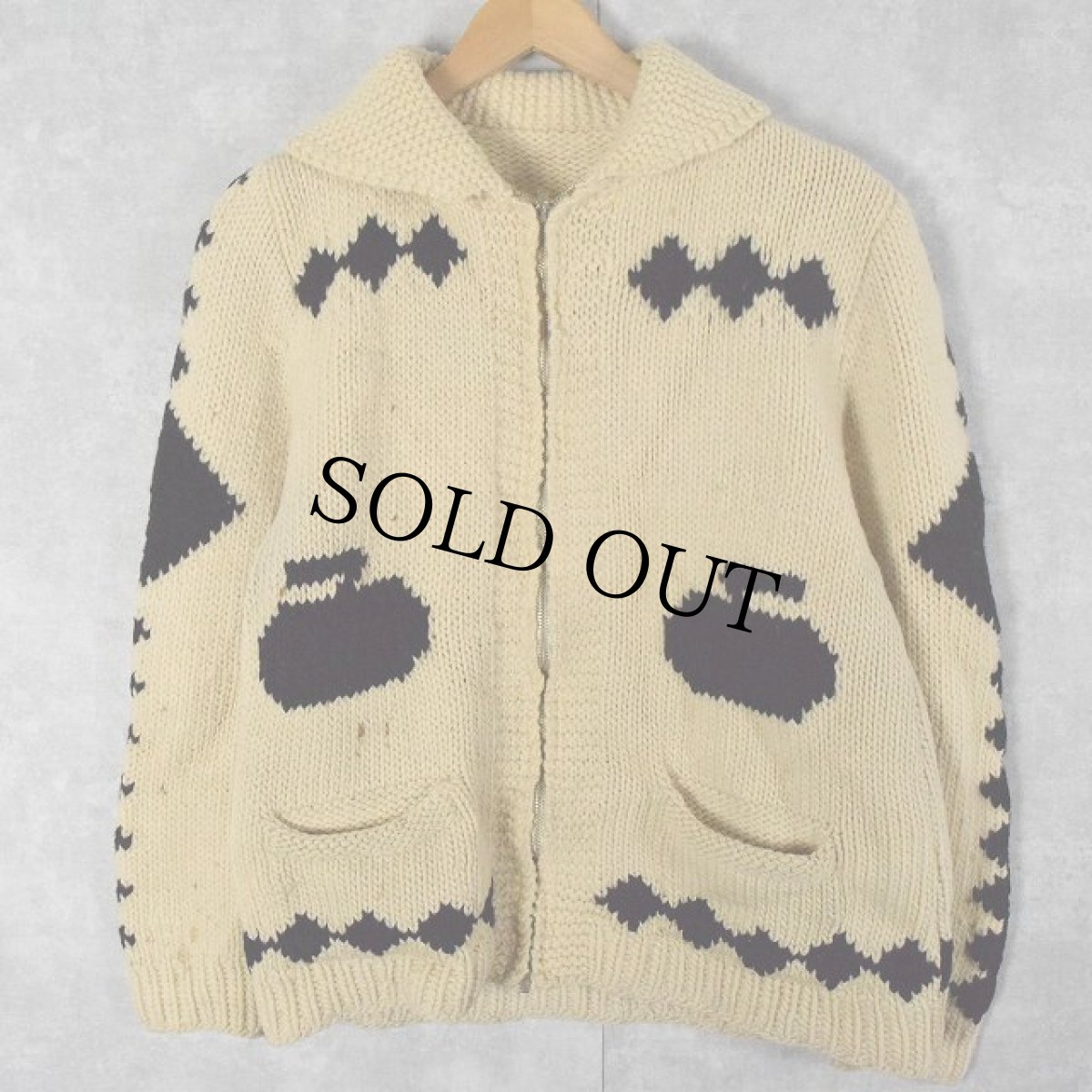 画像2: 60's カーリング柄 カウチンニットジャケット (2)