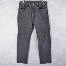 画像1: 80's Levi's 501 USA製 ストライプ柄 ブラックデニムパンツ W33 (1)