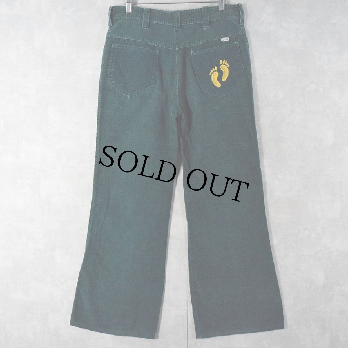 画像2: 70's HANG TEN ロゴ刺繍 コーデュロイフレアパンツ W30 (2)
