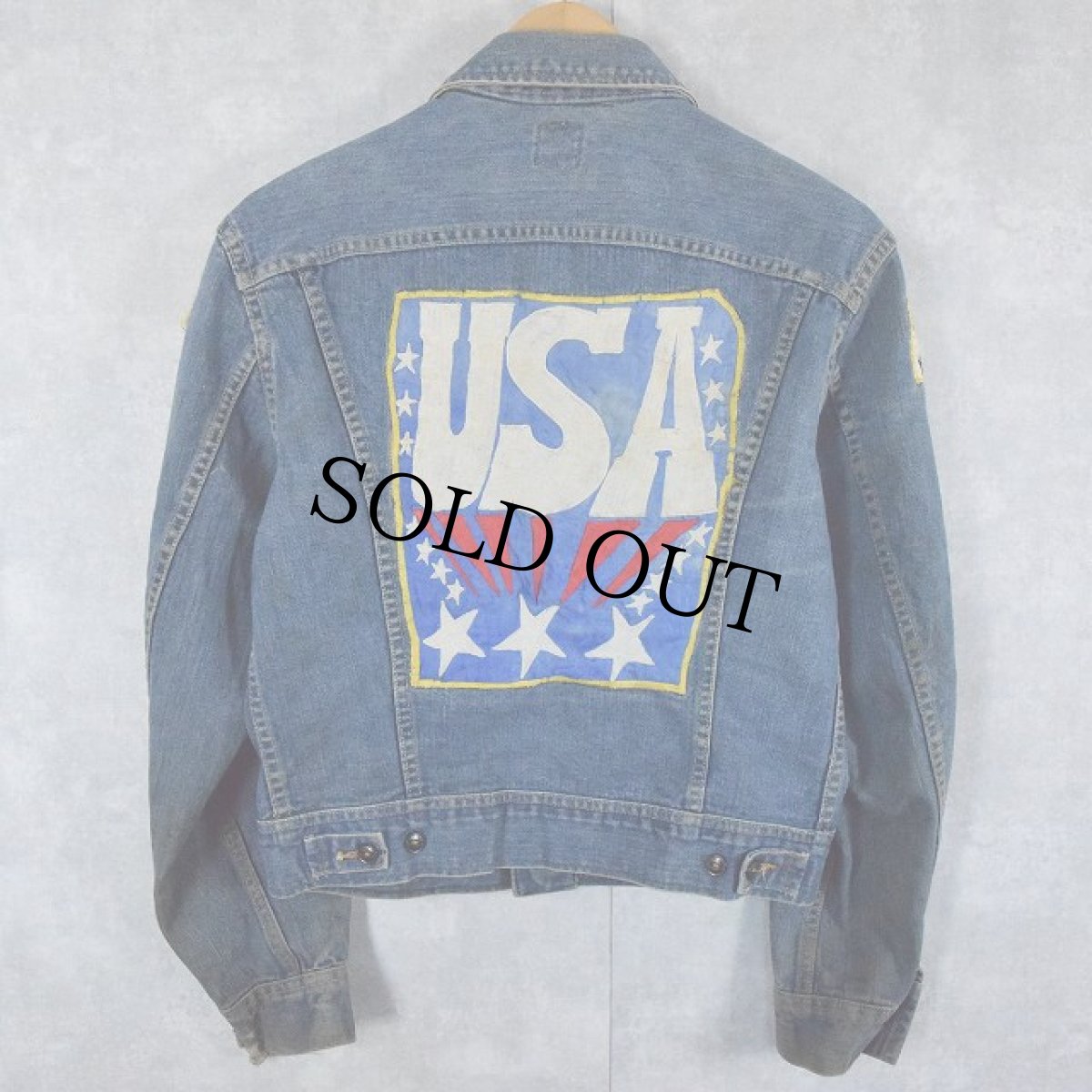 画像1: 70's Lee USA製 "USA" 国旗ワッペン付き デニムジャケット (1)