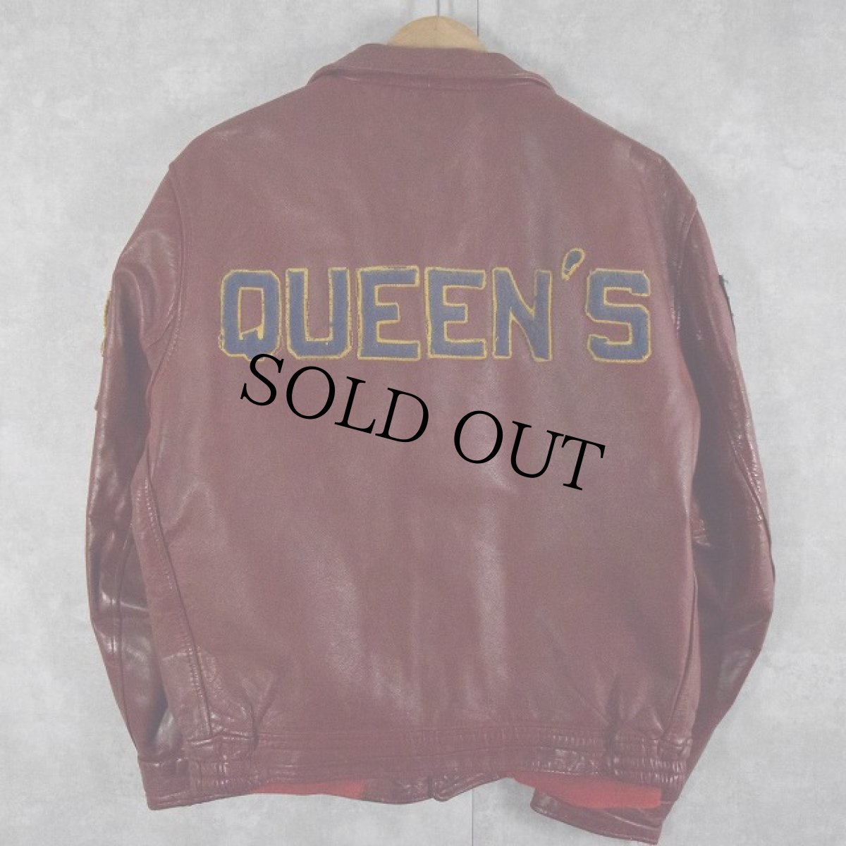 画像2: 70〜80's  "QUEEN'S" CANADA製 パッチ付き レザージャケット SIZE42 (2)