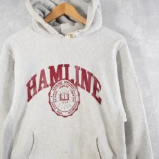 画像1: 90's Champion REVERSE WEAVE "HAMLINE" プリントスウェットフーディー L (1)